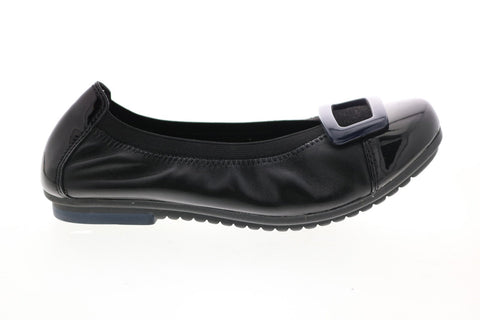 Earth Inc. Eclipse Leather Womens Black Leather Slip On Ballet Flats Shoes