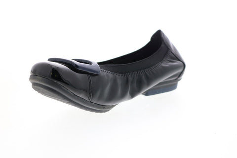 Earth Inc. Eclipse Leather Womens Black Leather Slip On Ballet Flats Shoes