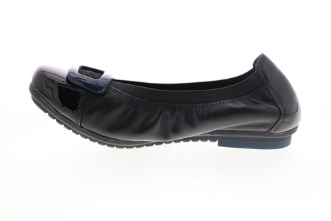 Earth Inc. Eclipse Leather Womens Black Leather Slip On Ballet Flats Shoes