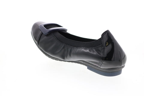 Earth Inc. Eclipse Leather Womens Black Leather Slip On Ballet Flats Shoes