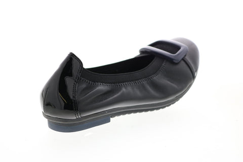 Earth Eclipse Leather Womens Black Leather Slip On Ballet Flats Shoes