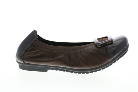 Earth Inc. Eclipse Womens Brown Leather Slip On Ballet Flats Shoes