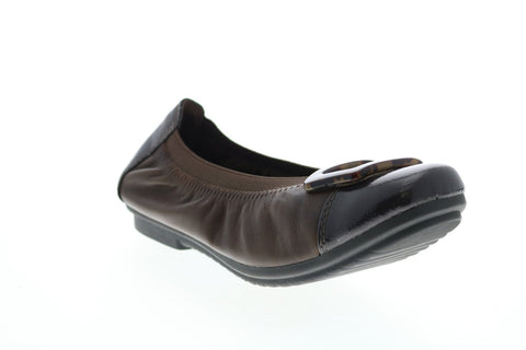Earth Inc. Eclipse Womens Brown Leather Slip On Ballet Flats Shoes
