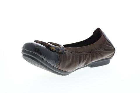 Earth Inc. Eclipse Womens Brown Leather Slip On Ballet Flats Shoes