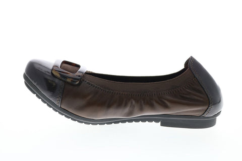Earth Inc. Eclipse Womens Brown Leather Slip On Ballet Flats Shoes
