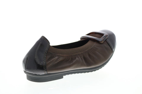 Earth Inc. Eclipse Womens Brown Leather Slip On Ballet Flats Shoes