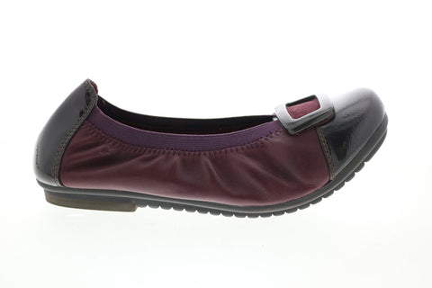 Earth Inc. Eclipse Womens Burgundy Leather Slip On Ballet Flats Shoes