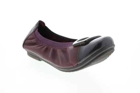Earth Inc. Eclipse Womens Burgundy Leather Slip On Ballet Flats Shoes