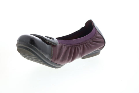 Earth Inc. Eclipse Womens Burgundy Leather Slip On Ballet Flats Shoes