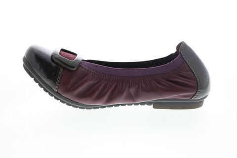 Earth Inc. Eclipse Womens Burgundy Leather Slip On Ballet Flats Shoes