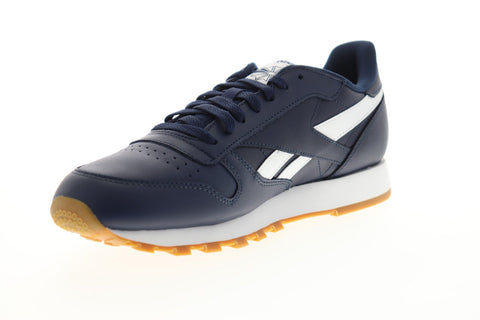 Reebok Classic Leather MU EG6424 Mens Blue Leather Low Top Sneakers Shoes