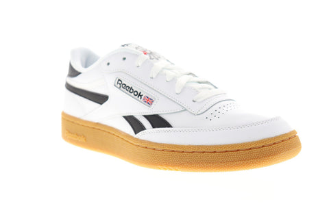 Reebok Club C Revenge Mens White Leather Low Top Lace Up Sneakers Shoes