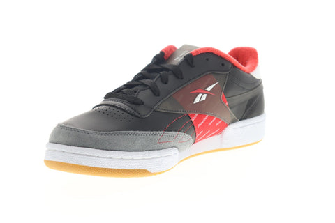Reebok Club C 85 MU EH0139 Mens Black Leather Lace Up Low Top Sneakers Shoes