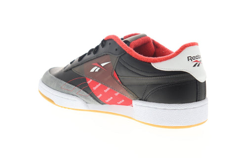Reebok Club C 85 MU EH0139 Mens Black Leather Lace Up Low Top Sneakers Shoes