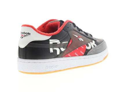 Reebok Club C 85 MU EH0139 Mens Black Leather Lace Up Low Top Sneakers Shoes