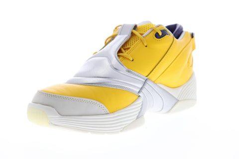 Reebok Answer V EH0408 Mens Yellow Leather Athletic Lace Up Basketball Shoes