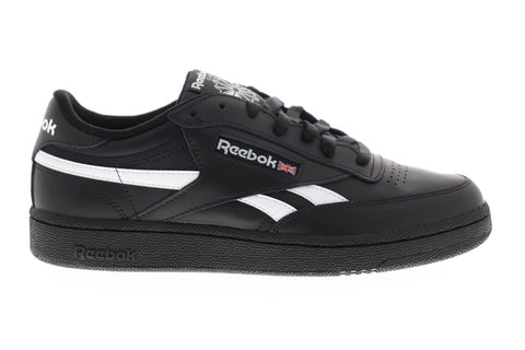 Reebok Club C Revenge Mens Black Leather Low Top Lace Up Sneakers Shoes