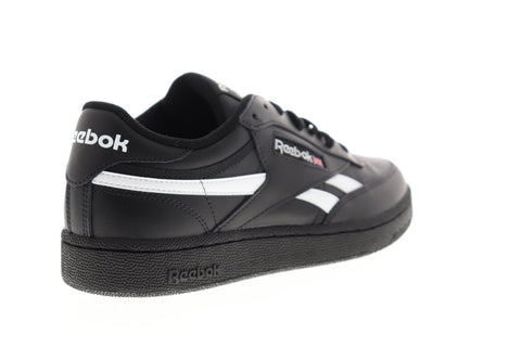 Reebok Club C Revenge Mens Black Leather Low Top Lace Up Sneakers Shoes