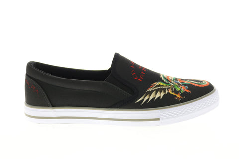 Ed Hardy Hawk EH9035S Mens Black Canvas Slip On Lifestyle Sneakers Shoes