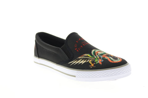Ed Hardy Hawk EH9035S Mens Black Canvas Slip On Lifestyle Sneakers Shoes
