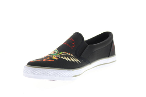 Ed Hardy Hawk EH9035S Mens Black Canvas Slip On Lifestyle Sneakers Shoes