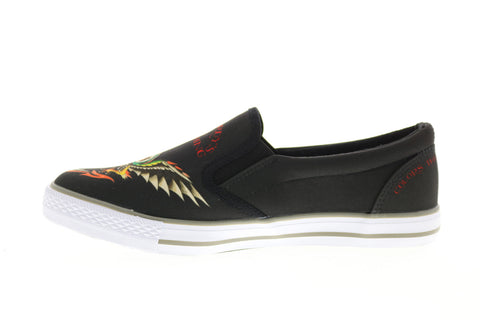 Ed Hardy Hawk EH9035S Mens Black Canvas Slip On Lifestyle Sneakers Shoes