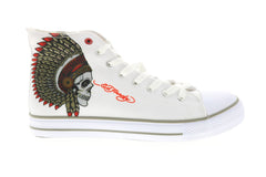 Ed Hardy Skull EH9038H Mens White Canvas Lace Up Lifestyle Sneakers Shoes