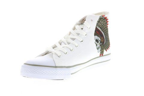Ed Hardy Skull EH9038H Mens White Canvas Lace Up Lifestyle Sneakers Shoes