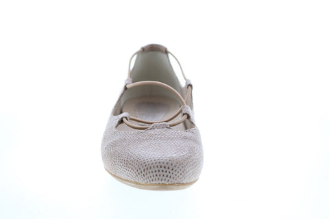 Earthies Essen Flat ESSEN PRINTED-NDE Womens Beige Suede Ballet Flats Shoes