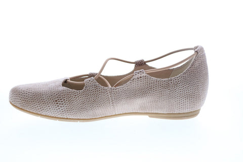 Earthies Essen Flat ESSEN PRINTED-NDE Womens Beige Suede Ballet Flats Shoes