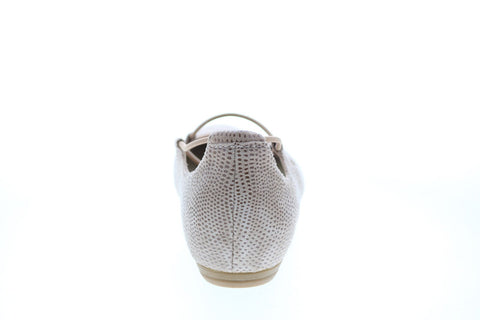 Earthies Essen Flat ESSEN PRINTED-NDE Womens Beige Suede Ballet Flats Shoes