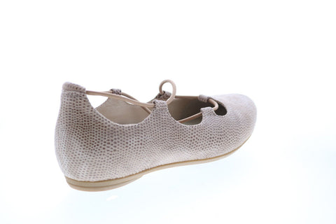 Earthies Essen Flat ESSEN PRINTED-NDE Womens Beige Suede Ballet Flats Shoes