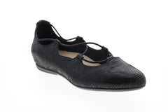 Earthies Essen ESSEN PRINTED-BLK Womens Black Suede Ballet Flats Shoes