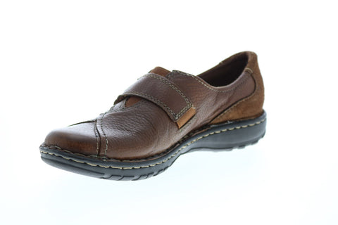 Earth Origins Evelyn Womens Brown Leather Strap Loafer Flats Shoes