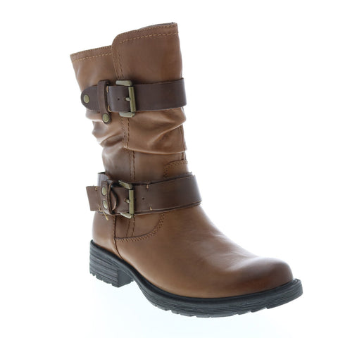 Earth Everwood Boot Womens Brown Leather Zipper Mid Calf Boots