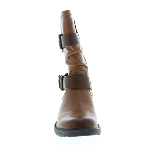Earth Everwood Boot Womens Brown Leather Zipper Mid Calf Boots