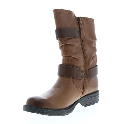 Earth Everwood Boot Womens Brown Leather Zipper Mid Calf Boots