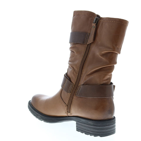 Earth Everwood Boot Womens Brown Leather Zipper Mid Calf Boots