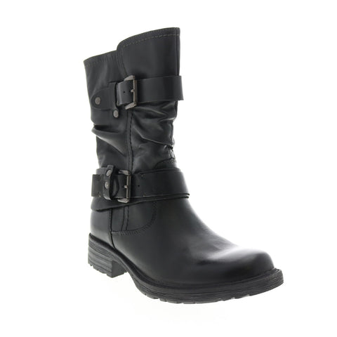 Earth Everwood Bootie Womens Black Leather Zipper Mid Calf Boots