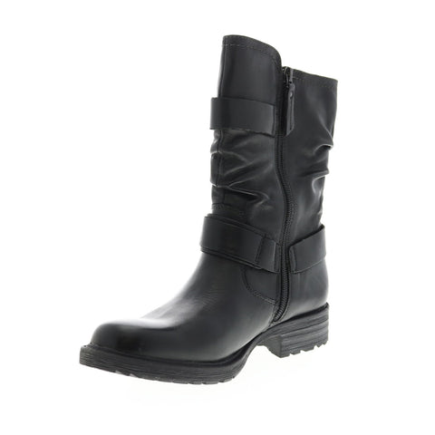 Earth Everwood Bootie Womens Black Leather Zipper Mid Calf Boots