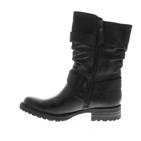 Earth Everwood Bootie Womens Black Leather Zipper Mid Calf Boots