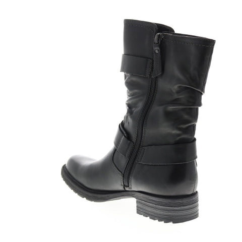 Earth Everwood Bootie Womens Black Leather Zipper Mid Calf Boots