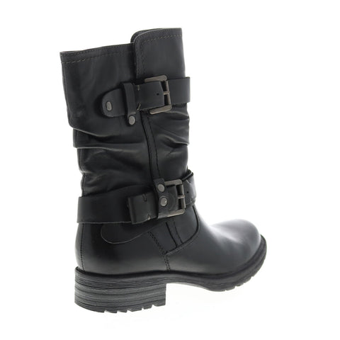 Earth Everwood Bootie Womens Black Leather Zipper Mid Calf Boots