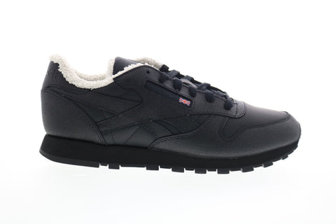 Reebok Classic Leather FU7775 Womens Black Leather Low Top Sneakers Shoes
