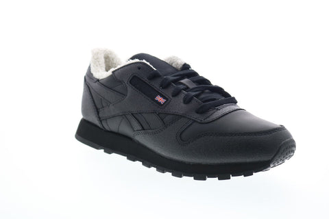 Reebok Classic Leather FU7775 Womens Black Leather Low Top Sneakers Shoes