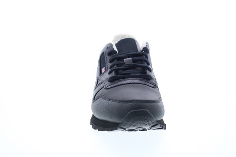 Reebok Classic Leather FU7775 Womens Black Leather Low Top Sneakers Shoes