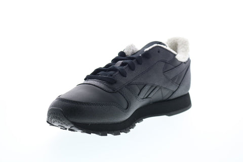 Reebok Classic Leather FU7775 Womens Black Leather Low Top Sneakers Shoes