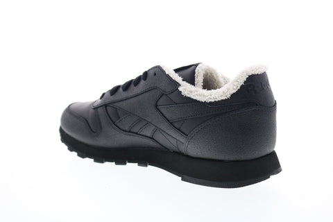 Reebok Classic Leather FU7775 Womens Black Leather Low Top Sneakers Shoes