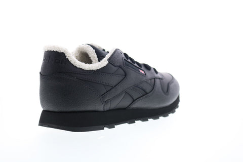 Reebok Classic Leather FU7775 Womens Black Leather Low Top Sneakers Shoes