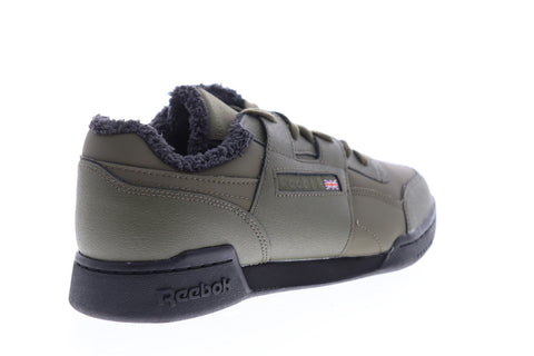 Reebok Workout Plus FU7818 Mens Green Leather Lace Up Low Top Sneakers Shoes